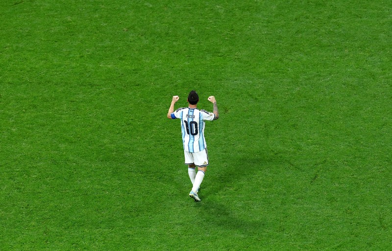 FILE PHOTO: Soccer Football - FIFA World Cup 2026 - Round of 16 - Argentina v Egypt - Atlanta Stadium, Atlanta, Georgia, U.S. - July 7, 2026 Argentina's Lionel Messi is thrown in the air in celebration by teammates after the match as Argentina qualify for the quarter finals of the World Cup IMAGN IMAGES via Reuters/Brett Davis/File Photo