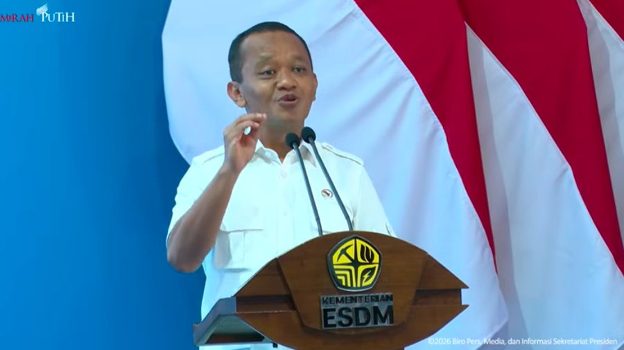 Menteri ESDM Bahlil Lahadalia saat menyampaikan sambutan jelang peluncuran Biodiesel B50 di Karawang, Kamis (9/7/2026). (Tangkapan Layar Youtube/Sekretariat Presiden)