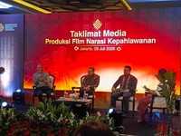 Menteri Kebudayaan Fadli Zon dalam peluncuran Produksi Film Narasi Kepahlawanan di Jakarta, Kamis (9/7/2026). (CNBC Indonesia/Fakhriansyah)
