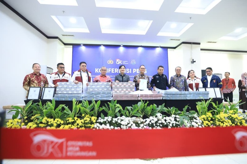 OJK menggelar konferensi pers soal hasil penyitaan aset perkara tindak pidana Asuransi Jiwa Prolife Indonesia (sebelumnya bernama Asuransi Jiwa Indosurya Sukses), Kamis (9/7/2026). (Dok. OJK)