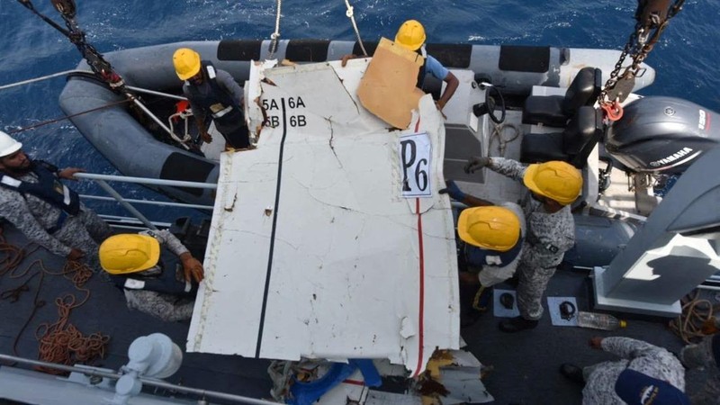 The wreckage of the K2 Airways Boeing 737 cargo plane that crashed in the Arabian Sea, found and retrieved by Pakistani rescuers, according to Pakistan Airports Authority, in this handout image released on July 8, 2026. Pakistan Airports Authority vi