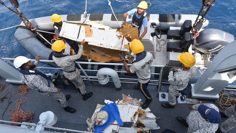 The wreckage of the K2 Airways Boeing 737 cargo plane that crashed in the Arabian Sea, found and retrieved by Pakistani rescuers, according to Pakistan Airports Authority, in this handout image released on July 8, 2026. Pakistan Airports Authority via Facebook/Handout via REUTERS    THIS IMAGE HAS BEEN SUPPLIED BY A THIRD PARTY. NO RESALES. NO ARCHIVES. MANDATORY CREDIT.