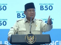 Presiden Prabowo Subianto saat menyampaikan sambutan jelang peresmian Biodisel B50 di Karawang, Kamis (9/7/2026). (Tangkapan Layar Youtube/Sekretariat Presiden)