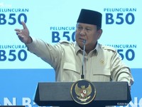 Presiden Prabowo Subianto saat menyampaikan sambutan jelang peresmian Biodisel B50 di Karawang, Kamis (9/7/2026). (Tangkapan Layar Youtube/Sekretariat Presiden)