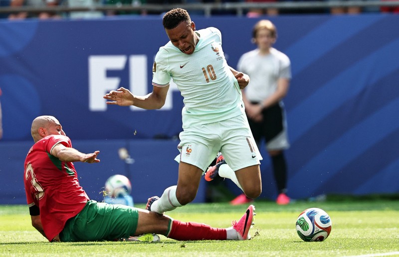 Kylian Mbappe merayakan kemenangan usai pertandingan yang memastikan Prancis lolos ke babak semifinal Piala Dunia FIFA 2026 setelah mengalahkan Maroko pada perempat final di Boston Stadium, Foxborough, Massachusetts, Amerika Serikat, Kamis (9/7/2026). (REUTERS/Paul Childs)