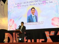 Menteri Keuangan RI, Purbaya Yudhi saat memberikan kuliah umum pada Acara Puncak Dies Natalis ke-11 Politeknik Keuangan Negara (PKN) STAN di Kampus PKN STAN, Bintaro, Tangerang Selatan, Jumat (10/7). (Tangkapan Layar kemenkeu)