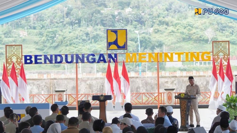 Presiden Prabowo Subianto meresmikan lima bendungan yang berlangsung di Bendungan Meninting, Kabupaten Lombok Barat, Nusa Tenggara Barat, Jumat (10/7/2026).