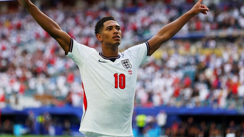 Jude Bellingham merayakan gol kedua Inggris dalam pertandingan perempat final Piala Dunia FIFA 2026 melawan Norwegia di Miami Stadium, Miami Gardens, Florida, Amerika Serikat, Sabtu (11/7/2026). (REUTERS/Mike Segar)