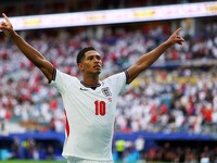 Jude Bellingham merayakan gol kedua Inggris dalam pertandingan perempat final Piala Dunia FIFA 2026 melawan Norwegia di Miami Stadium, Miami Gardens, Florida, Amerika Serikat, Sabtu (11/7/2026). (REUTERS/Mike Segar)