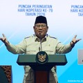 Presiden Prabowo Subianto saat menyampaikan sambutan dalam Puncak Peringatan Hari Koperasi ke-79 Tahun 2026, Jakarta, Minggu (12/7/2026). (Tangkapan Layar Youtube/Sekretariat Presiden)