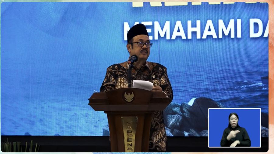 Menteri Perencanaan Pembangunan Nasional (PPN) atau Kepala Badan Perencanaan Pembangunan Nasional (Bappenas) Rachmat Pambudy dalam acara Dialog Kebijakan Nasional Kenaikan Muka Air Laut di Jakarta, Senin (13/7/2026). (Tangkapan layar youtube Bappenas