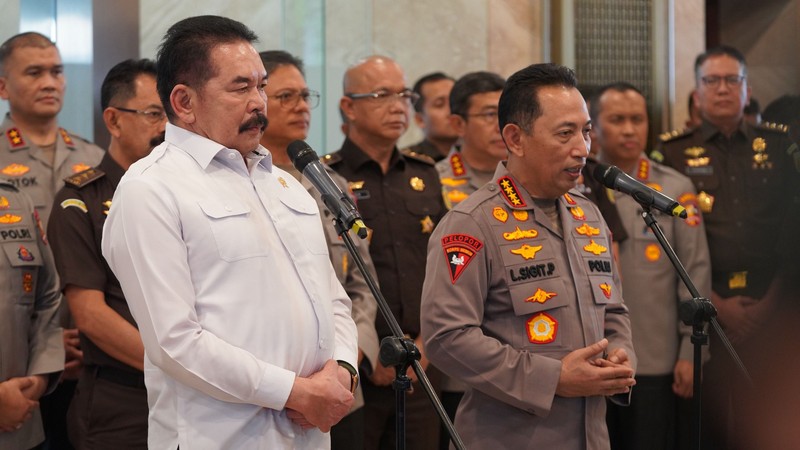 Pertemuan antara Kapolri dan Jaksa Agung di Kantor Kejagung, Jakarta, Senin (13/7/2026). (Dok. Kejagung)