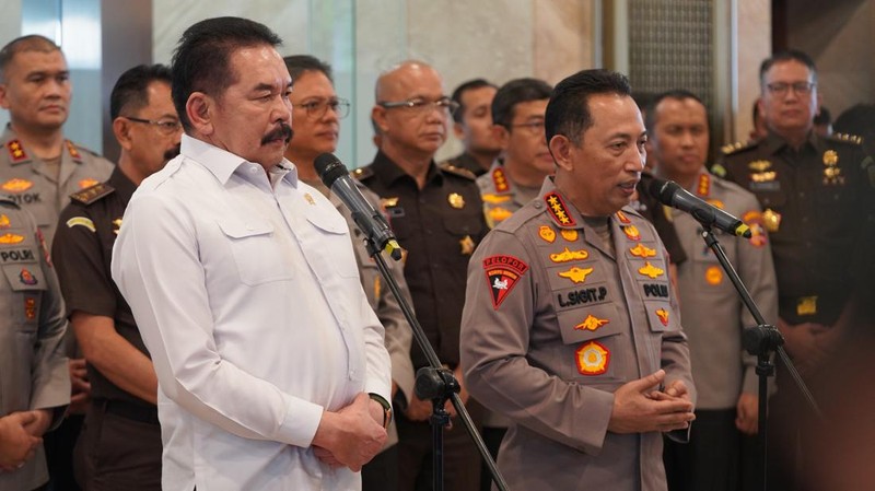 Pertemuan antara Kapolri dan Jaksa Agung di Kantor Kejagung, Jakarta, Senin (13/7/2026).
