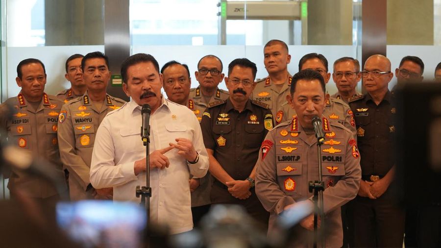 Pertemuan antara Kapolri dan Jaksa Agung di Kantor Kejagung, Jakarta, Senin (13/7/2026).