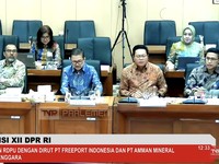 Komisi XII DPR  RI RDP dan RDPU dengan Dirut PT Freeport Indonesia dan PT Amman Mineral Nusa Tenggara di Gedung Parlemen Senayan, Jakarta, Selasa (14/7/2026). (Tangkapan layar)