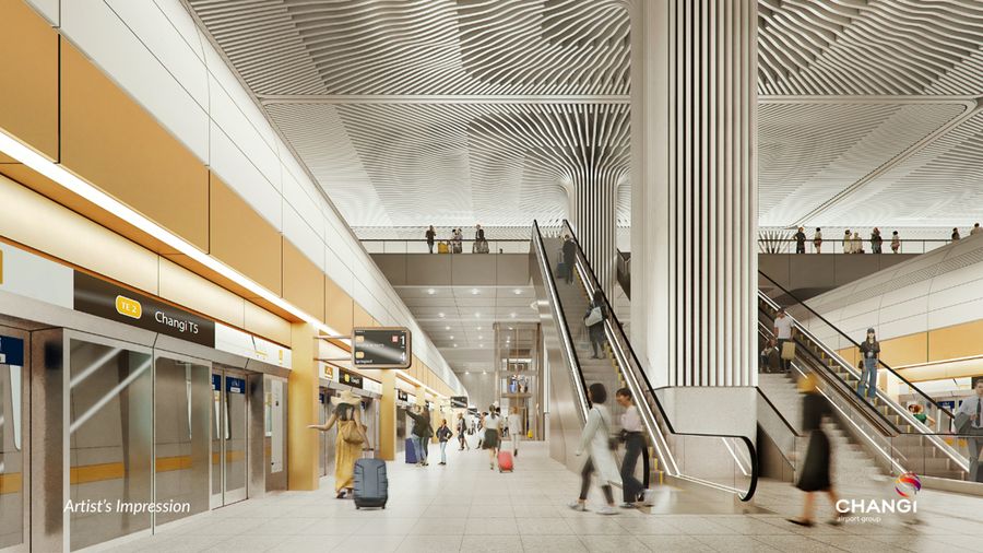 Terminal 5 Bandar Udara (Bandara) Changi, Singapura.