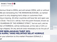 Trump Tarik Tarif 20% Bagi Kapal yang Melintasi Selat Hormuz