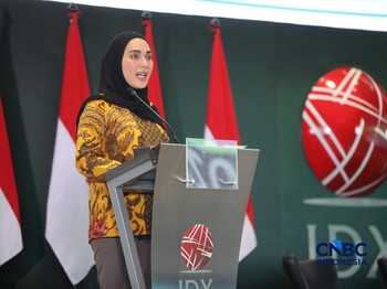 Wakil Ketua DPR RI, Sari Yuliati saat menyampaikan pemaparan dalam Investment Forum 2026 di Bursa Efek Indonesia (BEI), Jakarta, Rabu (15/7/2026). (CNBC Indonesia/Faisal Rahman)