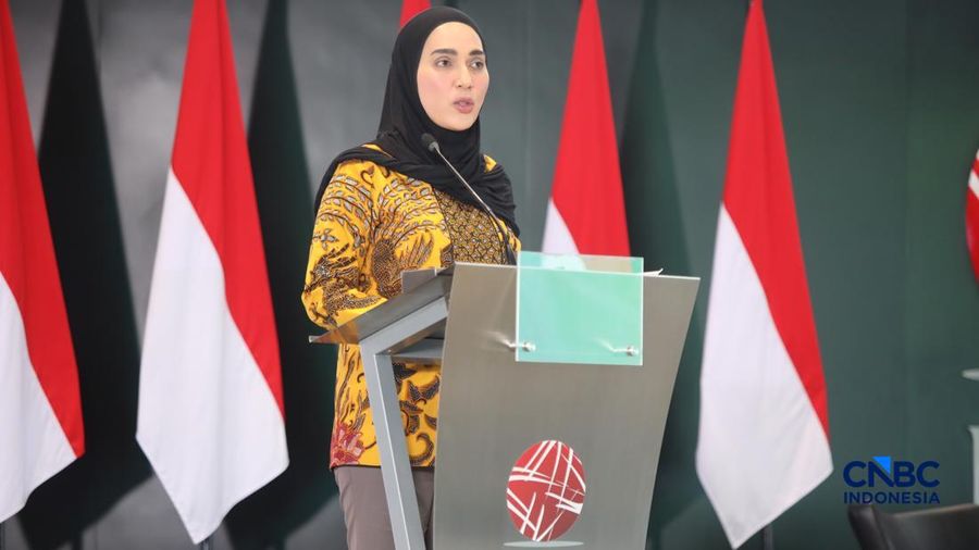 Wakil Ketua DPR RI, Sari Yuliati saat menyampaikan pemaparan dalam Investment Forum 2026 di Bursa Efek Indonesia (BEI), Jakarta, Rabu (15/7/2026). (CNBC Indonesia/Faisal Rahman)
