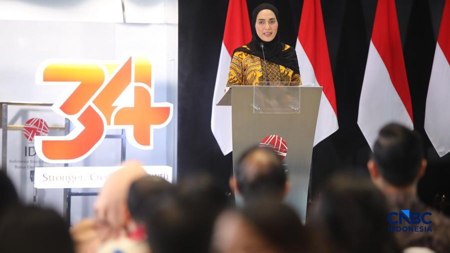 Wakil Ketua DPR RI, Sari Yuliati saat menyampaikan pemaparan dalam Investment Forum 2026 di Bursa Efek Indonesia (BEI), Jakarta, Rabu (15/7/2026). (CNBC Indonesia/Faisal Rahman)