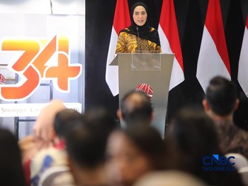 Wakil Ketua DPR RI, Sari Yuliati saat menyampaikan pemaparan dalam Investment Forum 2026 di Bursa Efek Indonesia (BEI), Jakarta, Rabu (15/7/2026). (CNBC Indonesia/Faisal Rahman)