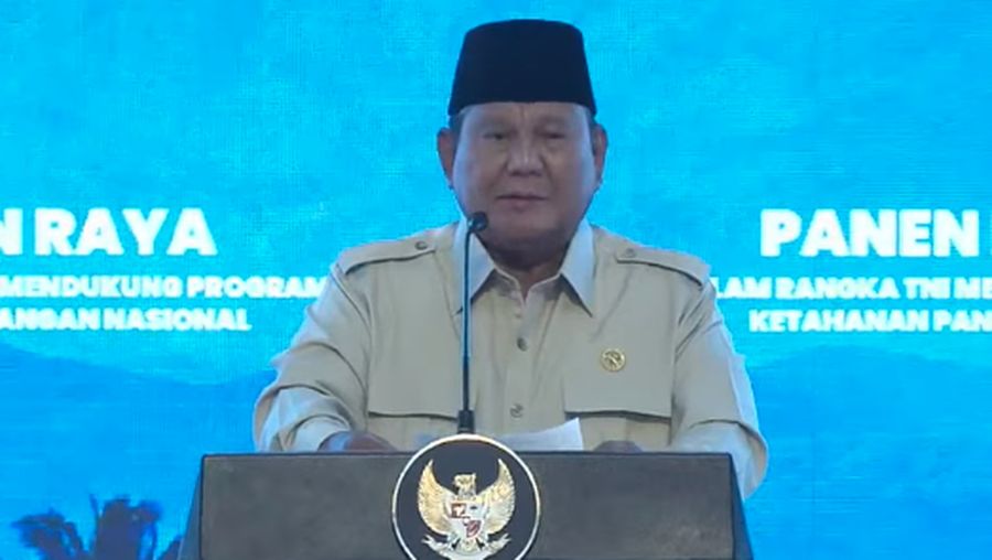 Presiden Prabowo Subianto pimpin Panen Raya Serentak di Seluruh Indonesia Bersama TNI, 17 Juli 2026. (YouTube/Sekretariat Presiden)