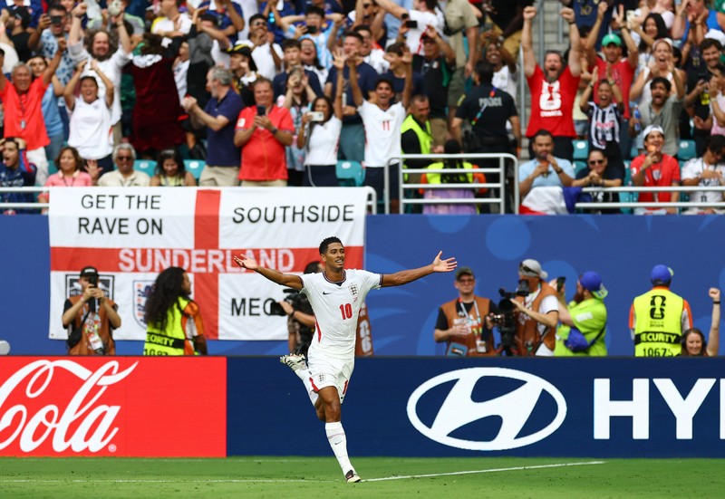 Timnas Inggris meraih medali perunggu Piala Dunia 2026 usai mengalahkan Prancis, Minggu (19/7/2026) pagi. (REUTERS/Carlos Barria)