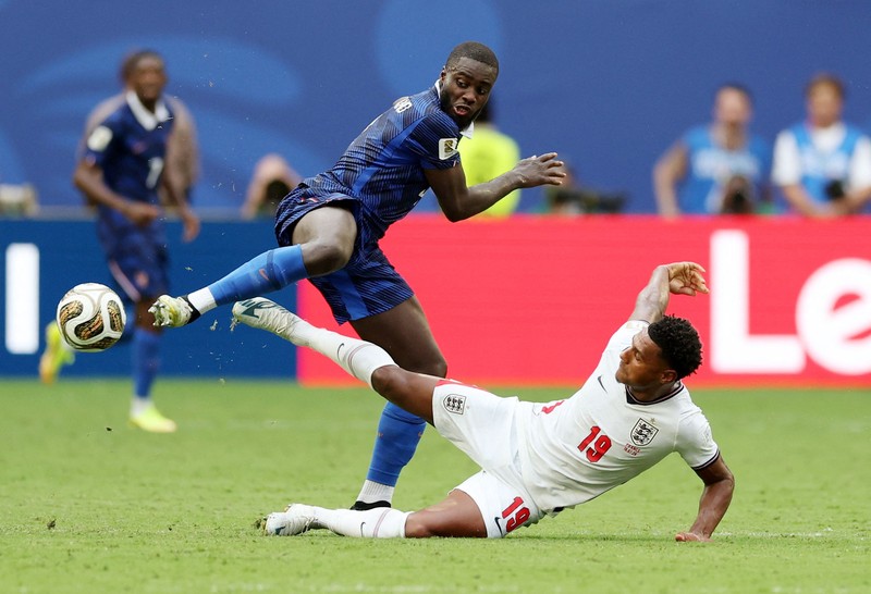 Timnas Inggris meraih medali perunggu Piala Dunia 2026 usai mengalahkan Prancis, Minggu (19/7/2026) pagi. (REUTERS/Carlos Barria)