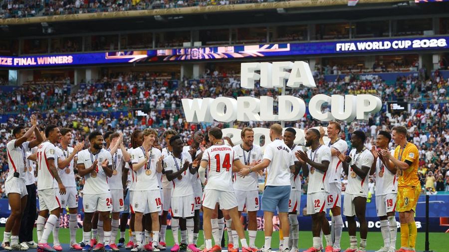 Timnas Inggris meraih medali perunggu Piala Dunia 2026 usai mengalahkan Prancis, Minggu (19/7/2026) pagi. (IMAGN IMAGES via Reuters/NATHAN RAY SEEBECK)