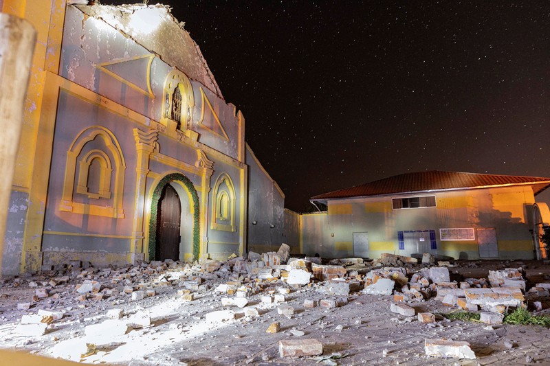 Dampak kerusakan gempa magnitude 5,6 yang melanda Peru Tengah pada hari Sabtu, di Pumpunya, provinsi Chupaca, wilayah Junin, Peru, 19 Juli 2026. (REUTERS/Yershon Vilca)