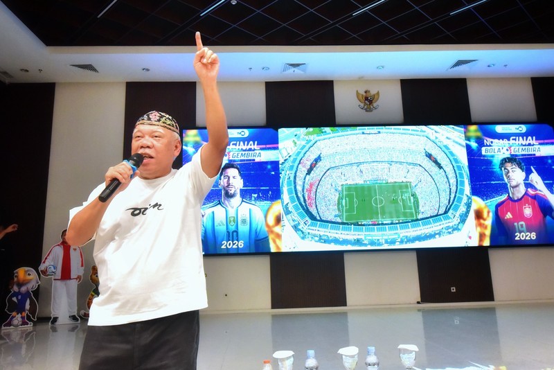 Kepala Otorita Ibu Kota Nusantara Basuki Hadimuljono melakukan nonton bareng final Piala Dunia 2026 bersama keluarga besar Otorita Ibu Kota Nusantara. di Nusantara, Kalimantan Timur, Senin (20/7/2026). (Instagram/basukihadimuljono)