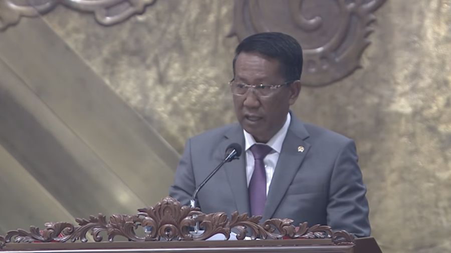 Menteri Hukum RI, Supratman Andi Agtas saat dalam Rapat Paripurna DPR RI ke-26 Masa Persidangan V Tahun Sidang 2025–2026 di Komplek Parlemen, Jakarta, Selasa (21/7/2026). (Tangkapan Layar Youtube/DPR RI)