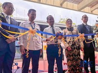 Peresmian uji coba bus hidrogen, dalam acara Global Hydrogen Ecosystem Summit (GHES) 2026, di JCC, Jakarta. Selasa (21/7/2026). (CNBC Indonesia/Firda Dwi Muliawati)