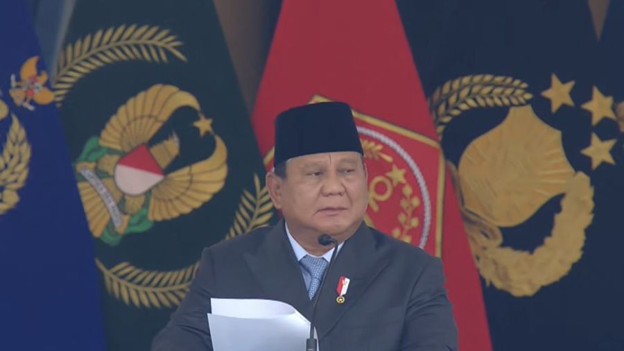 Preisden Prabowo Subianto pimpin upacara Prasetya Perwira (Praspa) TNI dan Polri Tahun 2026. (YouTube/Sekretariat Presiden)