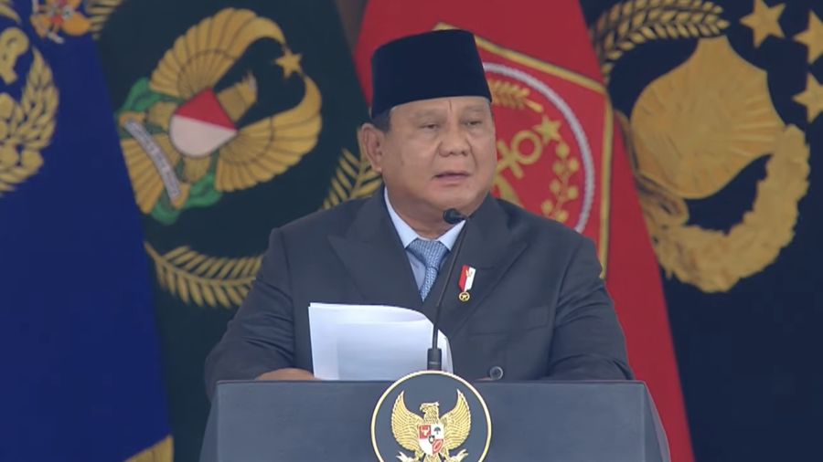 Preisden Prabowo Subianto pimpin upacara Prasetya Perwira (Praspa) TNI dan Polri Tahun 2026. (YouTube/Sekretariat Presiden)
