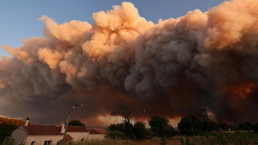 Suasana saat kebakaran hutan melanda di perbukitan dekat desa Cotignac, di departemen Var, Prancis, selama kebakaran hutan, 21 Juli 2026. (REUTERS/Manon Cruz)