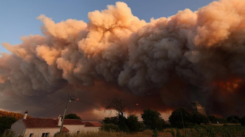 Suasana saat kebakaran hutan melanda di perbukitan dekat desa Cotignac, di departemen Var, Prancis, selama kebakaran hutan, 21 Juli 2026. (REUTERS/Manon Cruz)