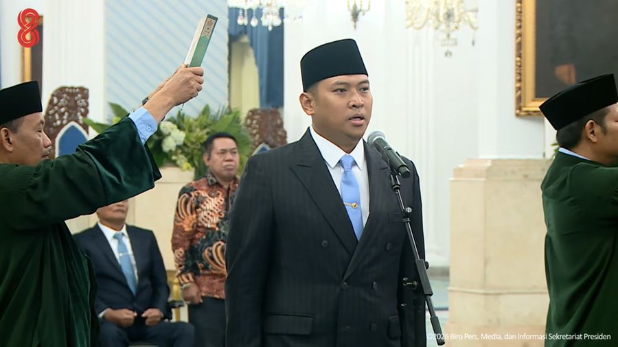 Sudaryono saat dilantik sebagai Kepala Badan Gizi Nasional (BGN) oleh Presiden Prabowo Subianto di Istana Merdeka, Jakarta, Rabu (22/7/2026). (Tangkapan Layar Youtube/Sekretariat Presiden)