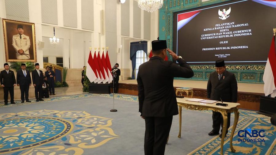 Sudaryono saat dilantik sebagai Kepala Badan Gizi Nasional (BGN) oleh Presiden Prabowo Subianto di Istana Merdeka, Jakarta, Rabu (22/7/2026).