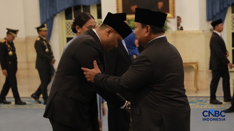 Sudaryono saat dilantik sebagai Kepala Badan Gizi Nasional (BGN) oleh Presiden Prabowo Subianto di Istana Merdeka, Jakarta, Rabu (22/7/2026). (CNBC Indonesia/Muhammad Sabki)