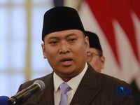 Sudaryono saat dilantik sebagai Kepala Badan Gizi Nasional (BGN) oleh Presiden Prabowo Subianto di Istana Merdeka, Jakarta, Rabu (22/7/2026). (CNBC Indonesia/Muhammad Sabki)