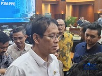 Menteri Keuangan (Menkeu), Purbaya Yudhi Sadewa saat ditemui wartawan usai sidang kanal debottlenecking, Kamis (23/7/2026). (CNBC Indonesia/Chandra Dwi Pranata)
