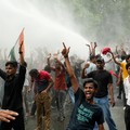 Para pendukung Partai Janata Kecoa (CJP) India melanjutkan protes mereka di New Delhi, Rabu (22/7/2026). (REUTERS/Sonu Kishan)