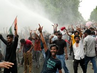 Para pendukung Partai Janata Kecoa (CJP) India melanjutkan protes mereka di New Delhi, Rabu (22/7/2026). (REUTERS/Sonu Kishan)