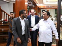 Presiden Prabowo Subianto menerima kunjungan kehormatan Direktur Federal Bureau of Investigation (FBI) Amerika Serikat, Kash Patel, di Kertanegara, Jakarta, pada Rabu, 22 Juli 2026. (Dok. Sekretariat Presiden)