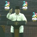 Presiden Prabowo Subianto saat menyampaikan sambutan dalam Puncak Harlah ke-28 yang di gelar oleh Partai Kebangkitan Bangsa (PKB) di Jakarta, Kamis (23/7/2026). (Tangkapan Layar Youtube/ DPP PKB)