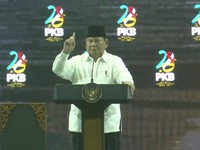 Presiden Prabowo Subianto saat menyampaikan sambutan dalam Puncak Harlah ke-28 yang di gelar oleh Partai Kebangkitan Bangsa (PKB) di Jakarta, Kamis (23/7/2026). (Tangkapan Layar Youtube/ DPP PKB)