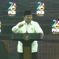 Presiden Prabowo Subianto saat menyampaikan sambutan dalam Puncak Harlah ke-28 yang di gelar oleh Partai Kebangkitan Bangsa (PKB) di Jakarta, Kamis (23/7/2026). (Tangkapan Layar Youtube/ DPP PKB)