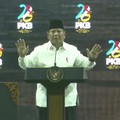 Presiden Prabowo Subianto saat menyampaikan sambutan dalam Puncak Harlah ke-28 yang di gelar oleh Partai Kebangkitan Bangsa (PKB) di Jakarta, Kamis (23/7/2026). (Tangkapan Layar Youtube/ DPP PKB)