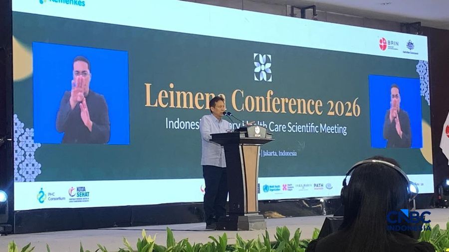 Menteri Kesehatan Budi Gunadi di Leimena Conference 2026 di Gedung Widya Graha BRIN, Jakarta Selatan, Senin (27/7/2026). (CNBC Indonesia/Fergi Nadira)